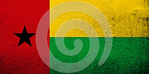 The Republic of Guinea-Bissau National flag. Grunge background photo