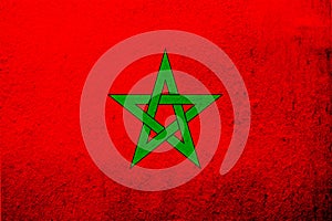 The Kingdom of Morocco National flag. Grunge background
