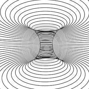 Abstract design frame of wormhole. Distort of space and time. Vector illustration isolated on white background