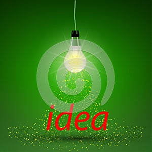 Abstract design of glowing light bulb with sparkle