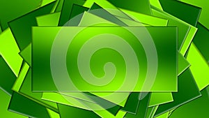 Abstract design of graphic elements with place for your text - green square shapes in rotation on various positions and colors
