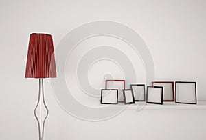 Abstract design lamp and blank picture frames