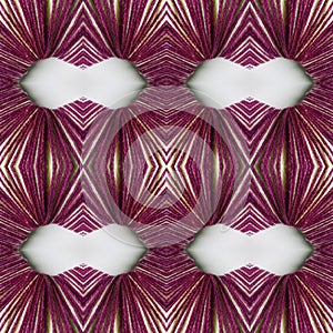 abstract design with lines and geometric patterns on a surface with red and white threads, background and texture