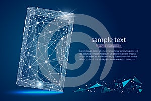 Abstract design of mobile phone smartphone. isolated from low poly wireframe on space background. Vector abstract