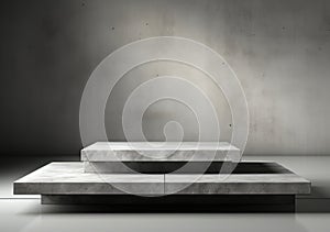 Abstract design of modern podium with empty concret. round concrete podium floor. Pedestal for display,Platform for design,Blank