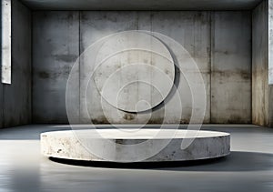 Abstract design of modern podium with empty concret. round concrete podium floor. Pedestal for display,Platform for design,Blank