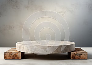 Abstract design of modern podium with empty concret. round concrete podium floor. Pedestal for display,Platform for design,Blank