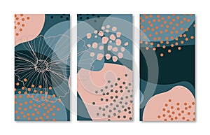 Abstract design with nature-inspired and abstract shapes.