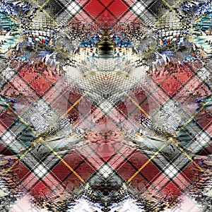 Abstract Design of Plaids and Animals Skin Ready for Textile Prints.
