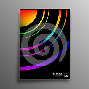 Abstract design poster with colorful gradient circular lines for flyer, brochure cover, vintage typography, background