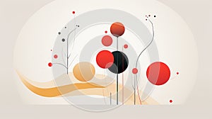 an abstract design with red orange and black circles