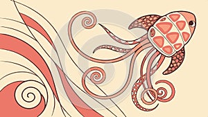 Abstract design with a stylized octopus or sea creature and waves vector design Generative AI photo
