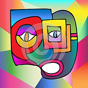 Abstract design of surreal face portrait