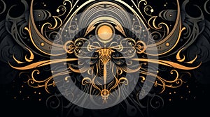 abstract design with swirls and swirls on a black background