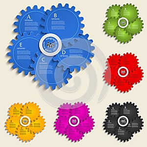 Abstract design template with gear wheels - info graphics eleme