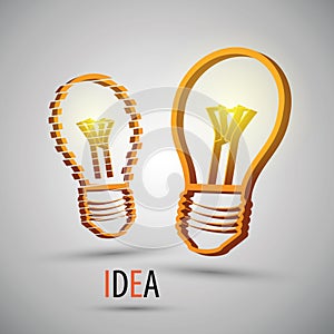 Abstract design of two light bulbs for texture and