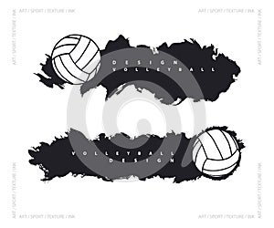 Abstract design with volleyball ball. Sports horizontal banner template. Abstract black background.