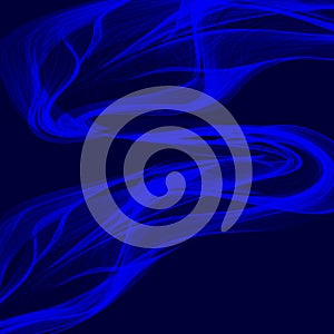 Abstract design - wave blue smoke on black background.