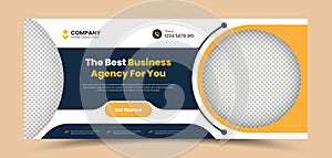 Abstract designed business agency social media and web cover banner template with image placeholder