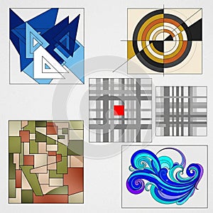 Abstract designs consisting of various geometric patterns and