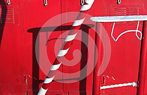 Abstract detail of red narrowboat