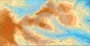 Abstract detailed color vector topographic elevation map photo