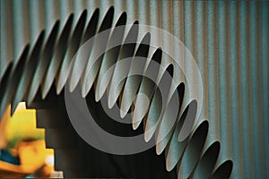 Abstract detailed view of the pipes of a marimba, a wooden instrument from the group of xylophones