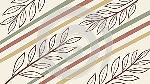 Abstract Diagonal Striped Pattern with Leaves, vector design Generative AI