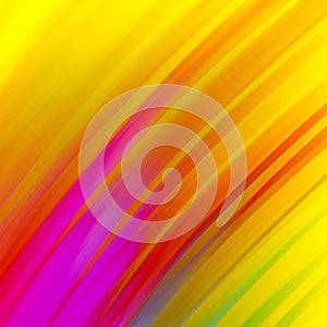 Abstract diagonal stripes in bold gold purple red blue green and pink on yellow background, dramatic glowing colorful lines in cor