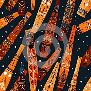 Abstract Didgeridoo Pattern with Aboriginal Art Elements