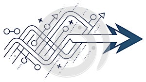 Abstract Digital Arrows and Lines, Data Flow Concept, vector design Generative AI