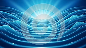 A blue background with a light shining through the waves (ai generated)
