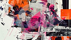 Abstract Digital Art Collage with Dynamic Splashes and Urban Elements
