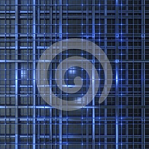 Abstract digital art displaying a complex grid of intersecting lines