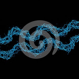 Abstract digital art featuring a dynamic, flowing network of interconnected blue lines