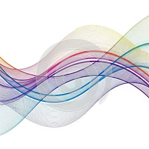 Abstract digital art featuring a series of colorful, wavy lines. The lines overlap and