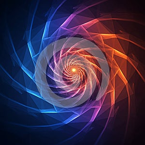 Abstract digital art featuring a vibrant, swirling spiral design. The pattern consists of