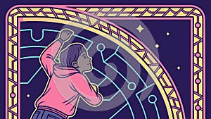 Abstract digital art with geometric patterns, vector design Generative AI