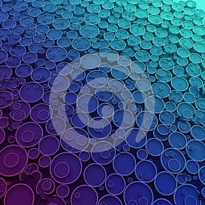 An abstract digital art image features a pattern of overlapping circles in varying sizes,
