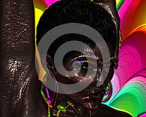 Abstract digital art image of a woman's face close up