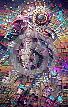 Eldritch horror mosaic - abstract digital art photo