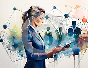 Abstract digital art of a person with tech elements