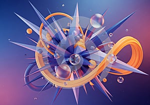 Abstract digital art piece featuring sharp, angular spikes in