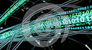 Abstract Data Flow Binary Code Through Fiber Optic Cables