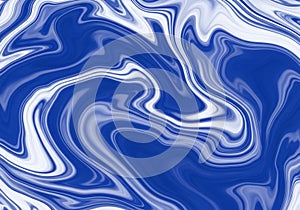 Abstract digital art with swirling patterns of blue and white, creating a fluid, marble-like