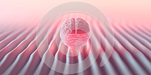 Abstract visualization of a digital brain with binary code in a pink environment