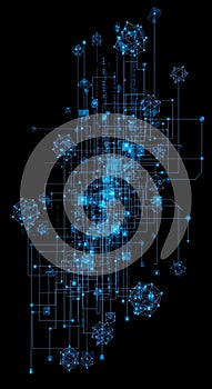 Glowing Nodes Lines Data Connectivity (Generated With AI)