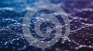 Abstract digital artwork depicting a network of interconnected nodes and lines,