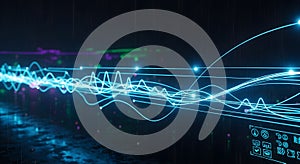 Abstract Neon Data Streams and Futuristic Interface