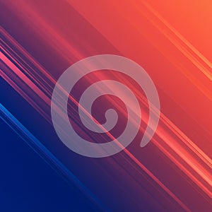 Abstract digital artwork with diagonal lines in shades of red, orange, and blue. The
